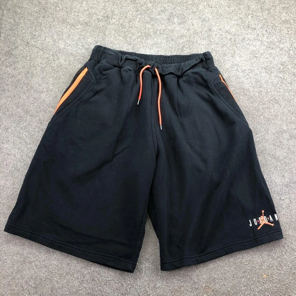 Jordan Shorts Mens Large Black Fleece Sweat 12 Inch Basketball Gym Pockets